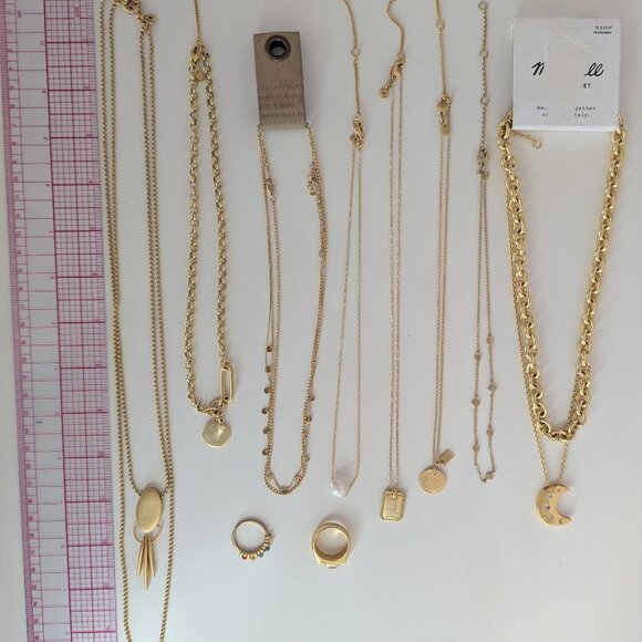 Madewell Anthropologie Gold Jewelry Bundle ✨ Layered Necklaces, Rings, Mega Lot - Picture 2 of 13